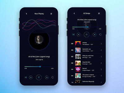 Music Player black blue daily ui challenge dark green iphone music player now playing playlist ui ux