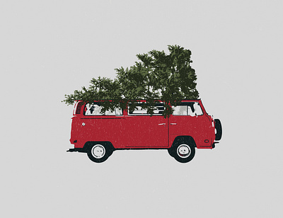 Christmas Tree & Van christmas tree design icon illustration van