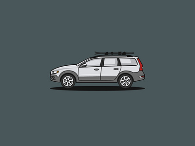 Volvo XC70 Illustration design illustration ski rack volvo