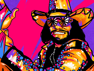 Macho Man design digital art digital design digital designer digital illustration digital painting drawing graphic illustration illustration design illustration digital illustrations neon wrestling