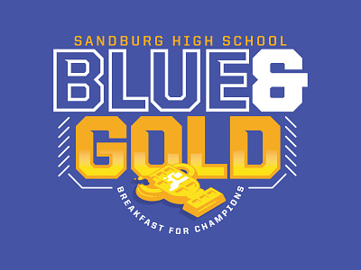 Blue And Gold Breakfast breakfast champion school t shirt trophy waffle