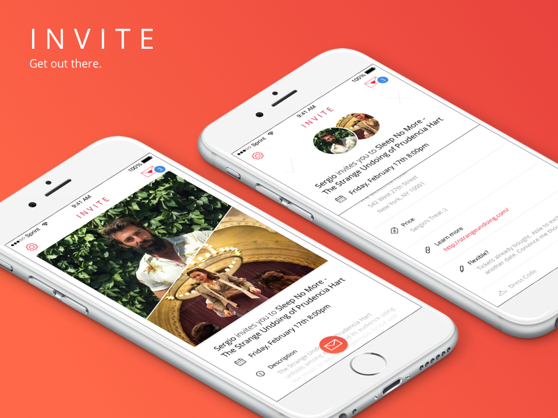 Invite Dating App invite iphone mockup gradient red orange events ux ui mobile app dating dating app