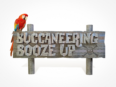 Buccaneering Booze Up 3d bird booze c4d caribbean cinema 4d parrot pirate render sign virgin wood