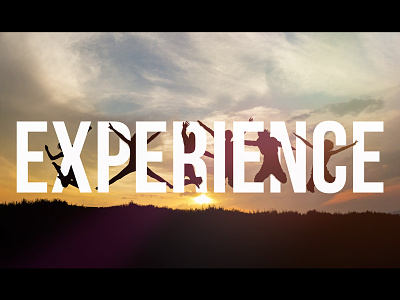 Experience bebas experience jumping people silhouette sunset typography