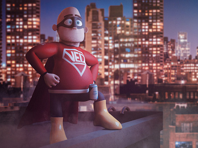 Very Experienced Dad - Rooftops 3d character hero model modo render superhero