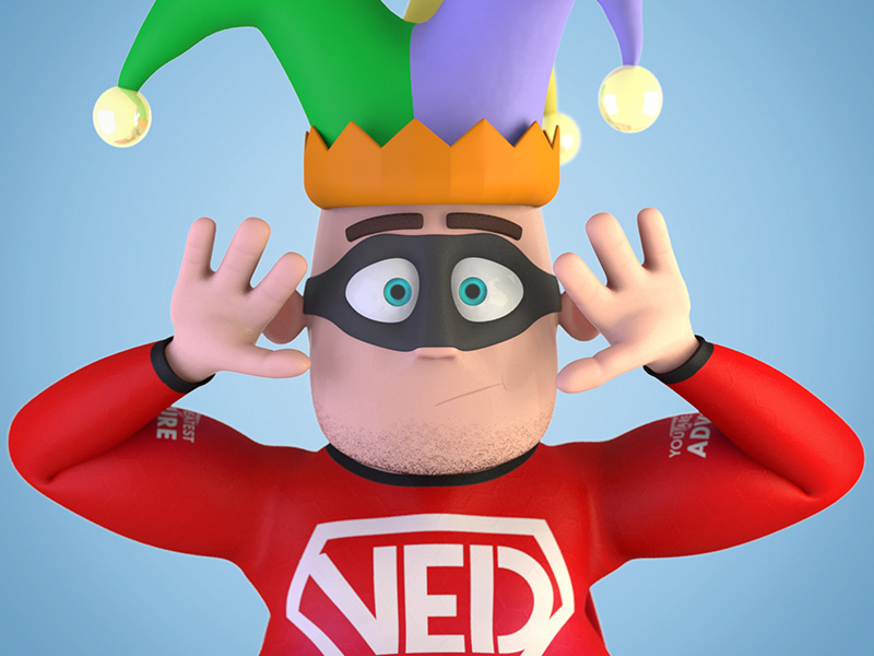 Very Experienced Dad - Jester 3d character hero jester model modo render superhero