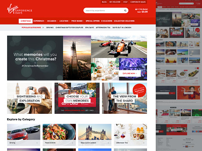 Virgin Experience Days - New Website e commerce ecommerce experience mega nav mobile modular panels virgin web design website