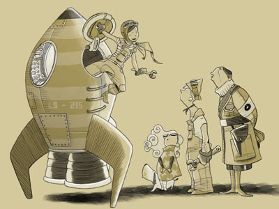 Rocket character design drawing illustration