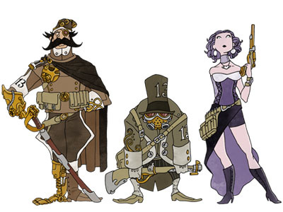 Steampunk series (2) character design drawing illustration steampunk