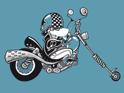 Chopper character design drawing illustration motorbike