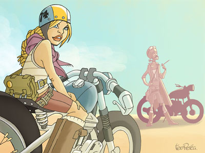 Riders character design drawing illustration motorbike