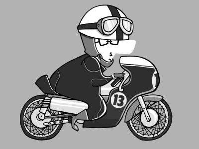 moto series: self-portraits (4) character design drawing illustration motorbike