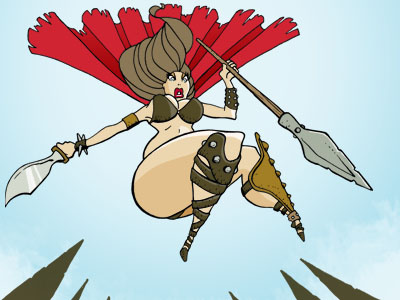 Spartana character design drawing illustration