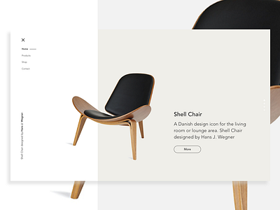 Shell Chair Landing chair landing page product showcase sketch