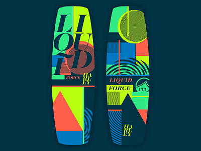 Wakeboard Art // Liquid Force branding design geo geometric graphic graphic design logo neon skate vector wake wakeboard