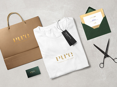 Pure Nature logo branding gold logo logo natural cosmetics natural cosmetics logo pure logo pure nature stationery typography wordmark