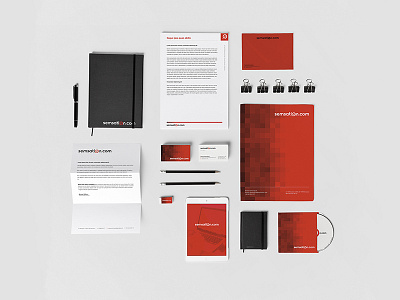 Branding for Semsation.com branding logo pixel pattern red signet search sem sem agency seo wordmark