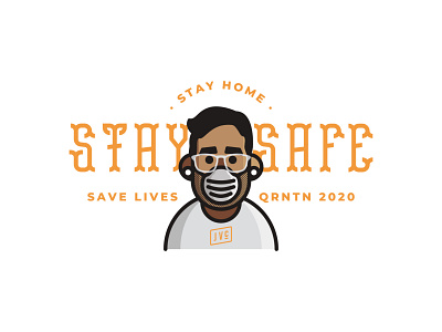 Stay Home, Stay Safe, Save Lives badge branding covid19 custom type design facemask illustration logo logo design logotype quarantine stay home typography vector