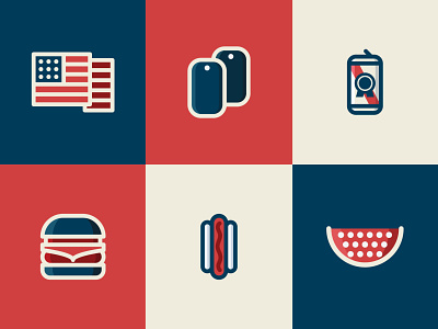 Memorial Day Icons america american bbq beer design flat fourth of july grill icon icon set iconography icons illustration memorial day military pbr vector vector art vector illustration watermelon