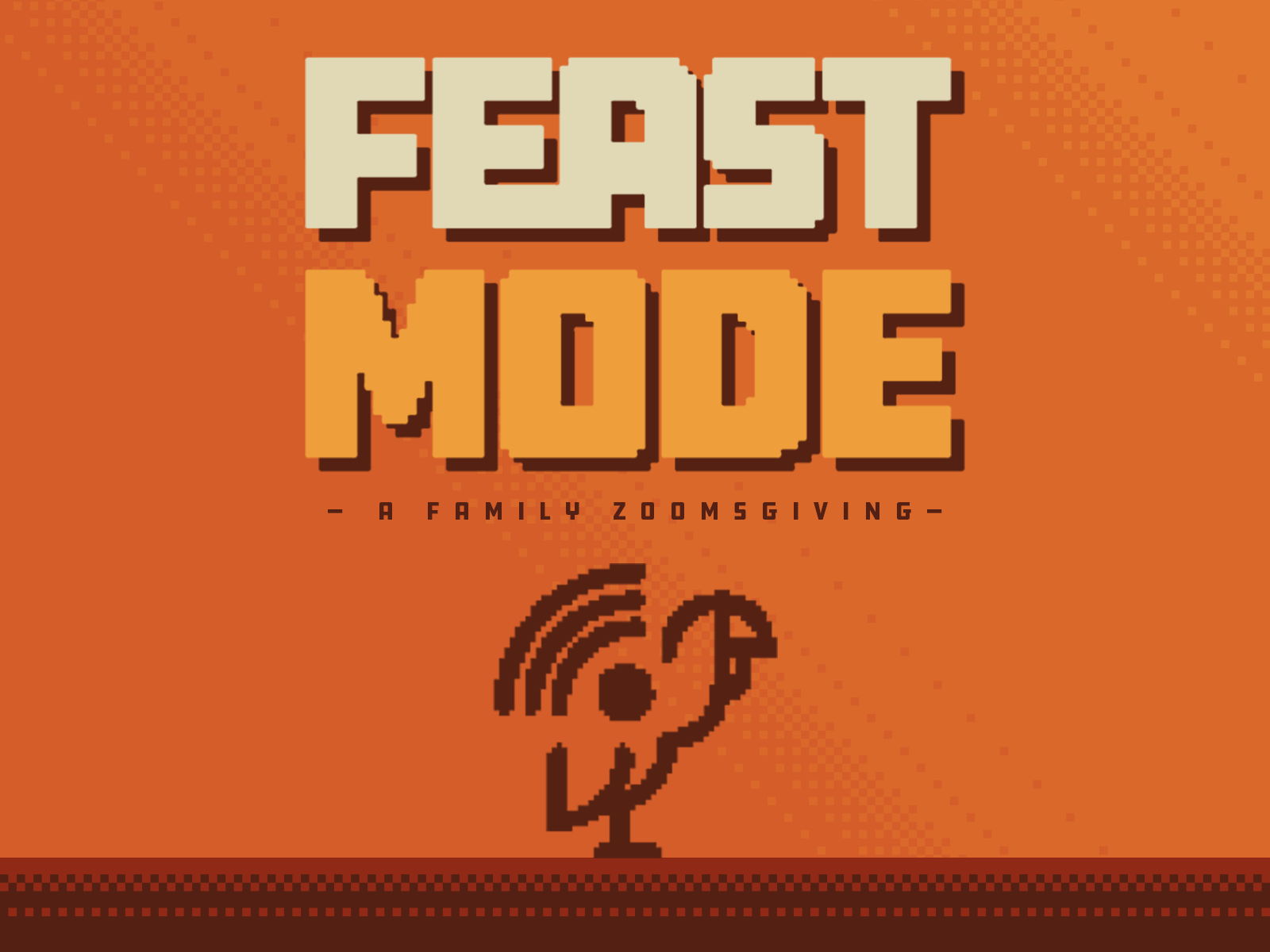 Feast Mode | Zoomsgiving Logo 2020 8 bit 8bit arcade branding illustration logo logo design logodesign logotype pixel retro thanksgiving turkey vector videogame zoom