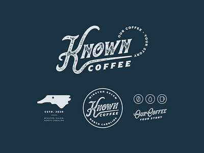 Known Coffee | Brand Identity badge badge design branding coffee coffee shop custom type customtype design icon icons iconset logo logo design logotype retro typography