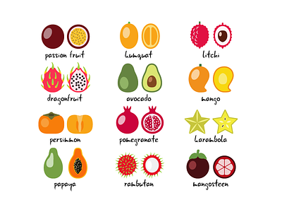 Exotic fruits exotic food fruit icon illustration simple sweet vector