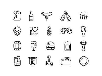 Beer icons alcohol beer beverage collection drink food icon illustration set vector
