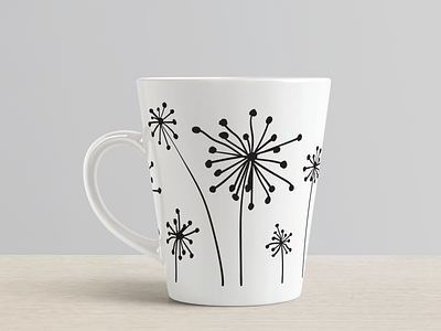mug with dandelion print abstract dandelion design illustration mug nature print vector