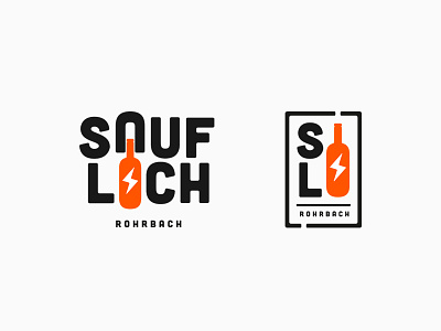 Logo Saufloch bar bottle club drinking drunk lightning logo saufloch signet type
