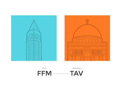FFM to TAV ffm frankfurt graphic design holidays illustration israel outline stroke summer telaviv vacation