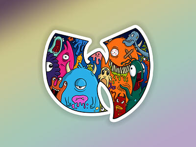 wu monster holograph aliens colourful illustration monsters stickermule wu tang