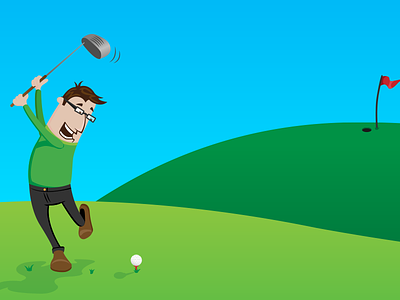 Golfing blue cartoon family funny golf green illustration lifestyle man outdoor sport vector