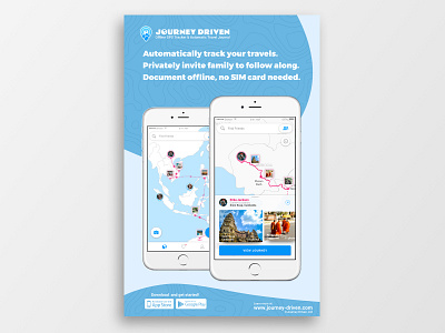 Journey Driven Flyer app flyer backpacker app design gps tracker gps tracker app journey driven map app mobile travel app offline gps offline travel tracker solo travel app travel app travel blog travel journal travel map travel tracker travel tracker app ux ux ui