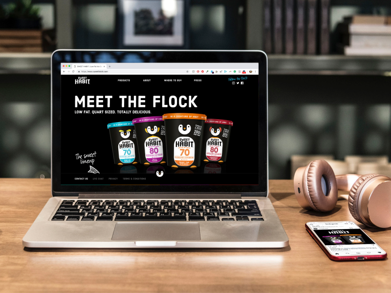 Sweet Habit Website dessert brand graphic design consumer goods new product penguin product page food food and drink web design landing page design ui design website marketing visual design ice cream webdesign landing page