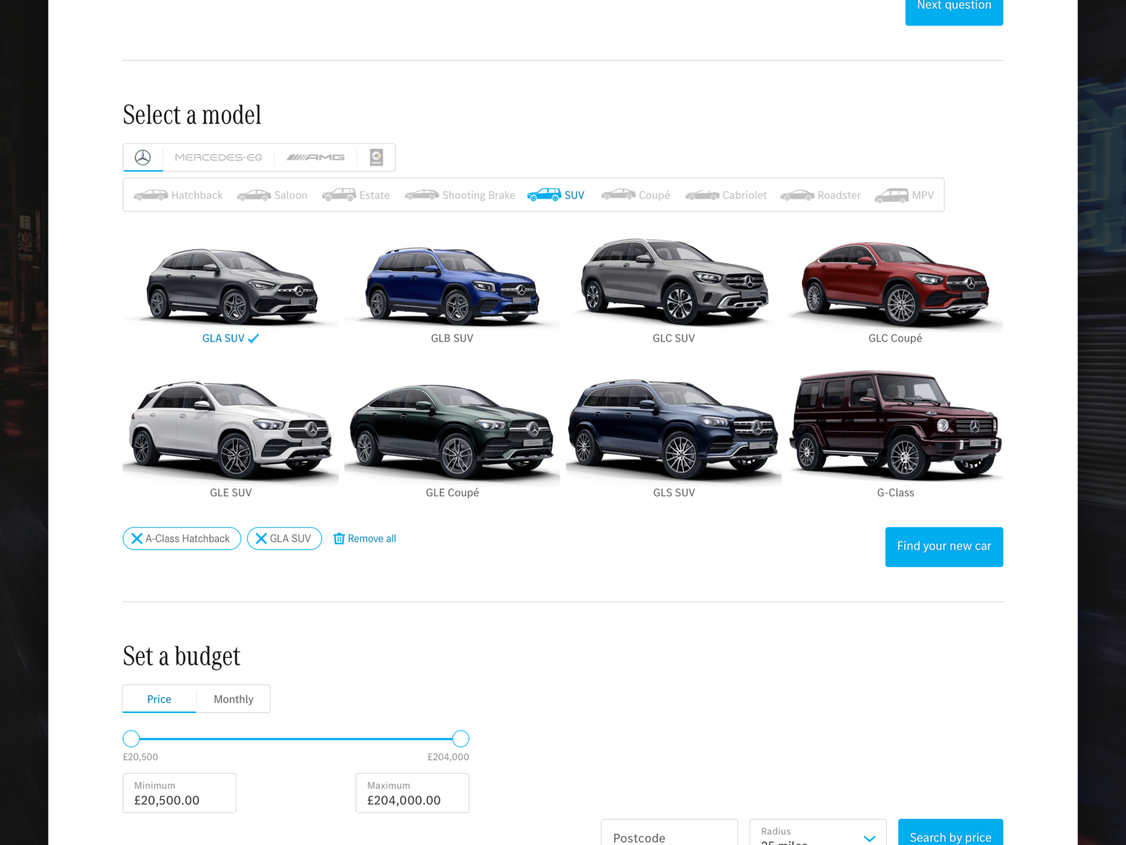 Model Chooser Mercedes-Benz Online Showroom by Chris on Dribbble