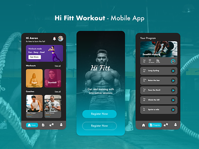 Hi Fitt Workout - Mobile App branding crazee adil design graphic design illustration logo mobileapp mohamed adil uidesign