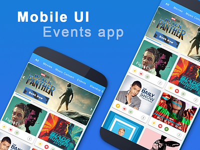 Mobile UI Events Application app design appui cards mobile movie gallery ui components