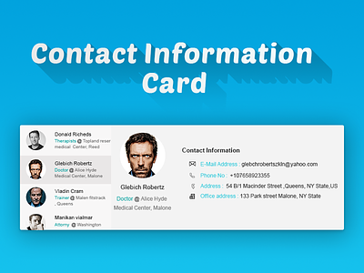 Contact Info UI Design contact design information card contact info ui crazee adil mohamed adil ui uidesign webpart webpartui