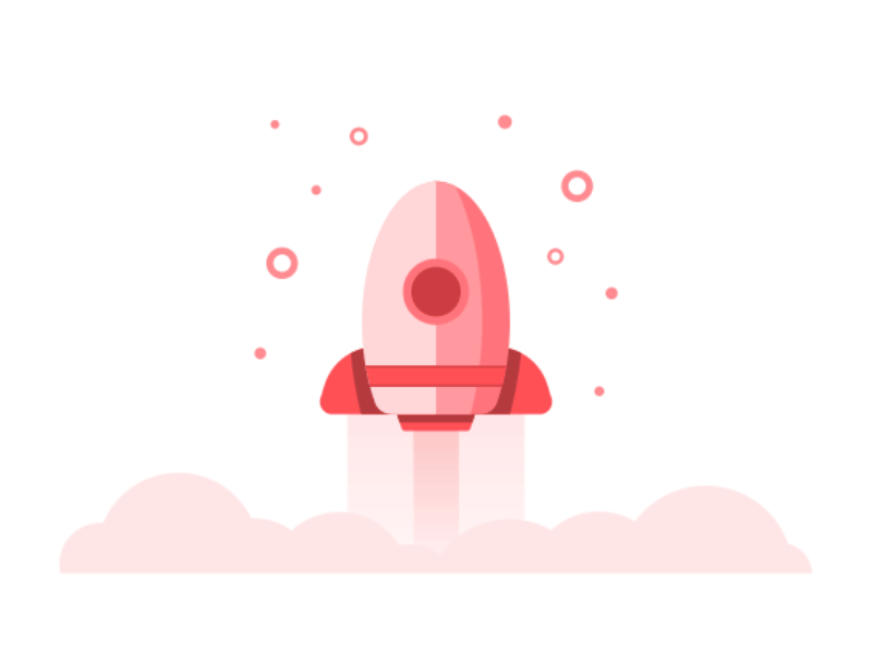 Rocket animation flat gif red rocket small space