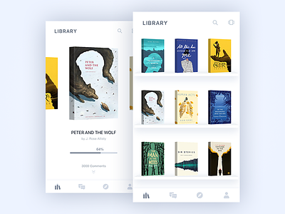 Library app clean illustration interface page ui ux