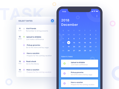 Everyday Task app blue calendar clean interface page ui