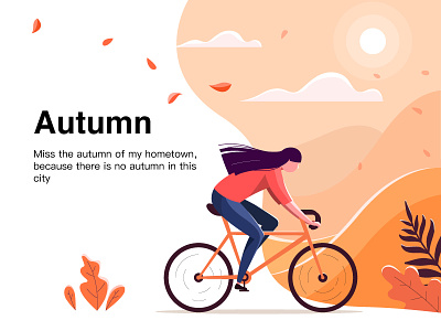 Autumn Bike autumn bike flat happy illustration weather yellow