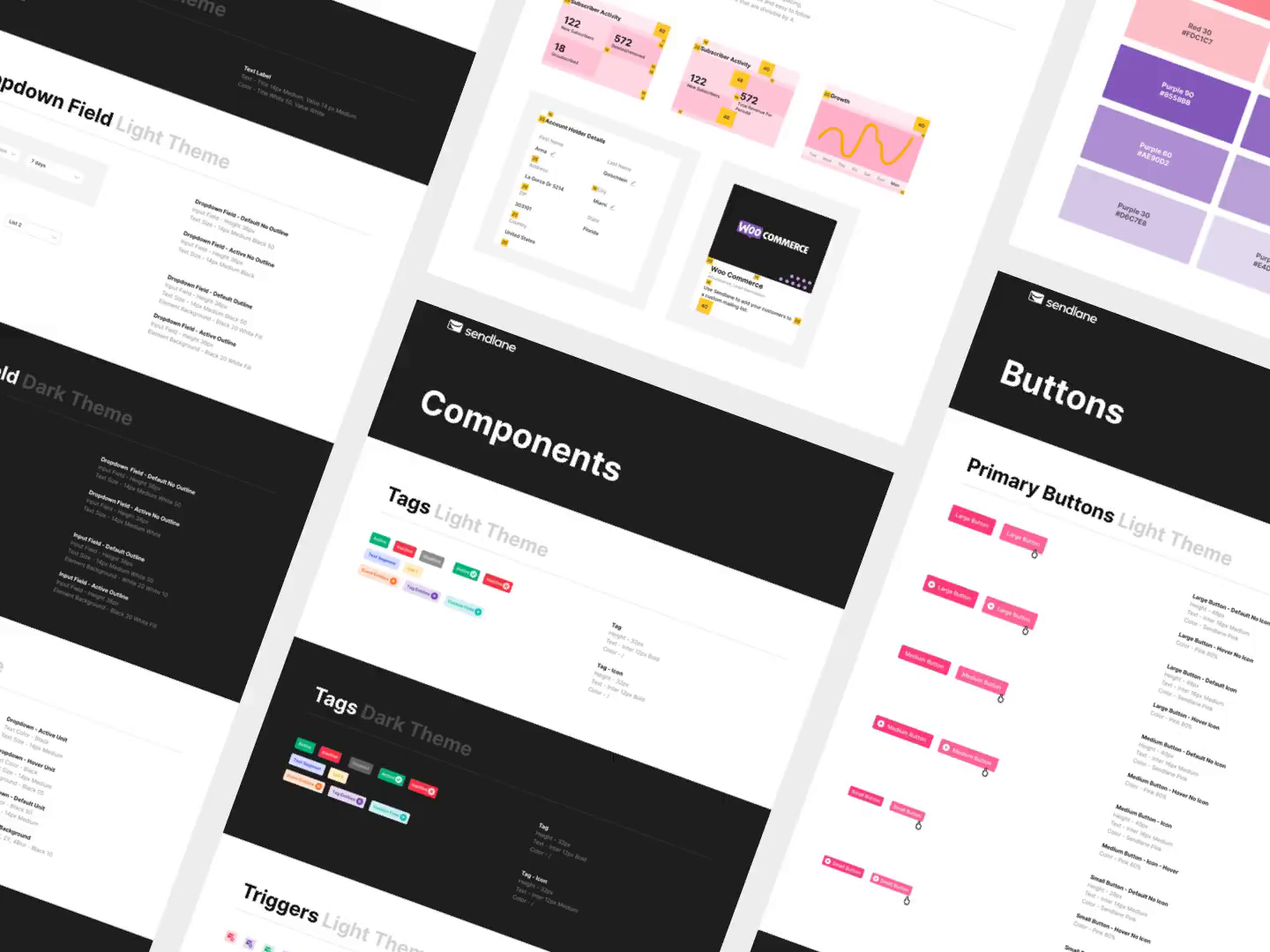 Sendlane Product - Design System balkan brothers buttons styles color system component library component system dark theme dashboards design system icons input styles light theme marketing platform product design smart design typography system visual design