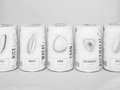 Cereals & Flour. Jar package. clean clean package design design art flour illustration method minimalism minimalistic package monochrome white white and black