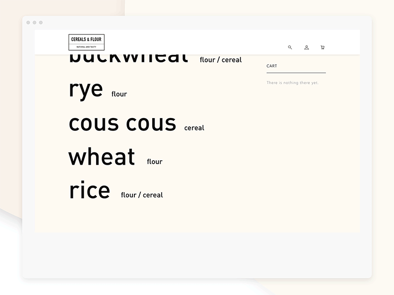 Flour & Cereals | Website black cereals clean app landing clean landing page clean web design cute package design desktop flour hover interactive interface macbook minimalism pink principle prototype ui uiux white