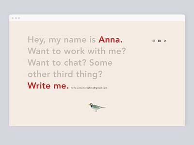 My web page | Hey, my name is Anna. accurate bird creme design illustration minimalismus page red redesign uiux visual web web minimalism webdesign webpage website design