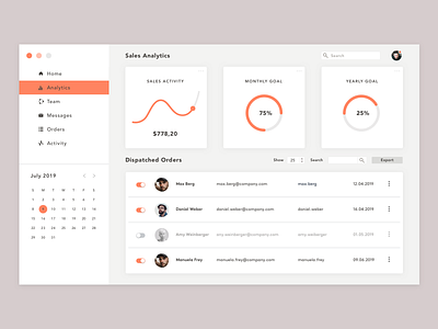 Dashboard analytics application bars clean design dashboard minimalism orange saas saas design