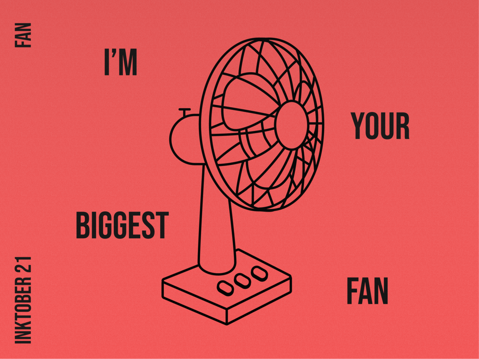 #7: Fan cool fan hot illustration inktober inktober2021 line art pun summer vector