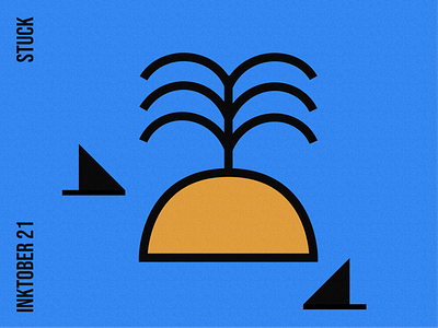 #12 stuck geometric illustration island ocean palm tree plant sea sharks stuck vector