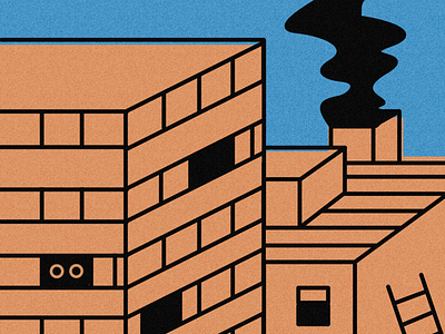 Condesa CDMX architecture cartoon chimney city illustration mexico mexico city roof smoke